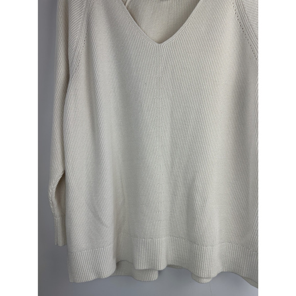 Athleta Hanover V-Neck Sweater Magnolia White Chunky Thick Knit Plus Size 2X - Picture 5 of 13